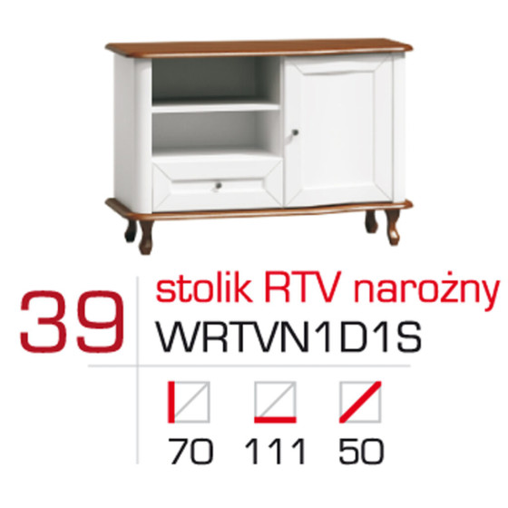 Szafka RTV narożna WRTVN1D1S Wiktoria - Mebel Sokół Sokol meble