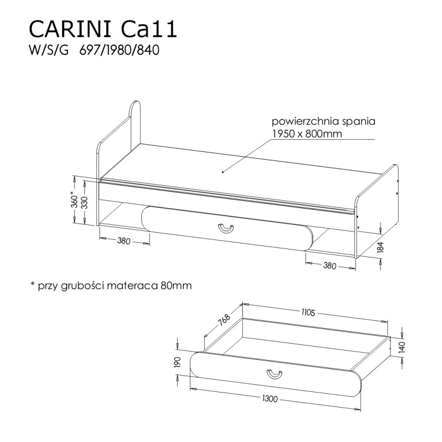 Carini CA11 Łóżko - Dolmar Dolmar